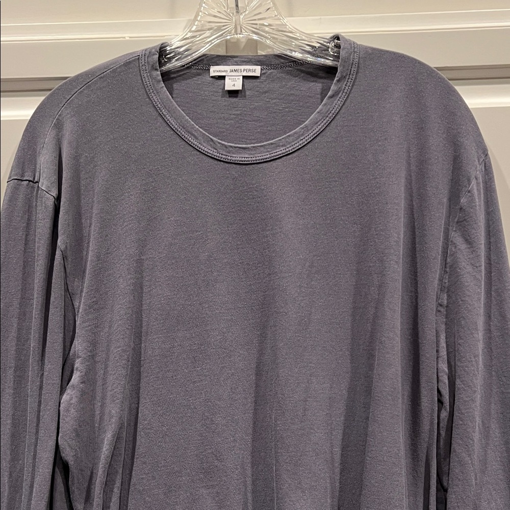 James Perse Men's Slate Long Sleeve Shirt